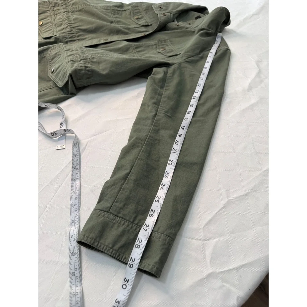 Talbots Olive Green Utility Jacket Womens XL Button Snap Military Gorpcore Chic - Picture 9 of 9
